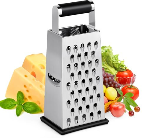 VMUTGA Vierkantreibe, Käsereibe, Reibe Edelstahl, Handreibe/Hobel/Zerkleinerer - 4 Reibeflächen, Küchenreibe,Praktische Gadgets für die Küche