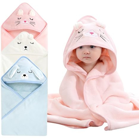 Mailfull Toalla Bebe Recien Nacido 3pcs Toalla De Baño Con Capucha para Bebé Suave y Absorbente Capa De Baño Bebe Regalo Bebe Recien Nacido Unisex