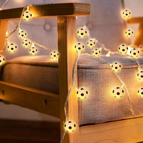 Konesky Guirlande lumineuse à 20 LED pour football, 3 m, décoration de ballon de football, pour chambre d'enfant, fête, anniversaire
