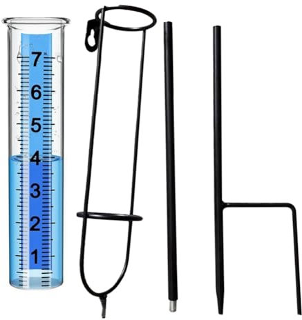 FYOBOT Pluviomètre, Pluviomètre Extérieur de 7 Pouces Résistant au Gel, Grands Chiffres Clairs et Hauteur Réglable pour le Jardin, la Pelouse et la Ferme