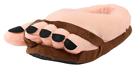 Tofflor unisex vuxna hobbit fötter tofflor halvbling plyschtofflor roliga grottmänniskor hushållsskor kvinnor män fodrade varma stugskor, stängda vintertofflor tofflor, kaffe, En storlek