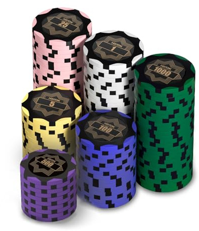 HEITOK Set de Poker 100 Jetons 14g Argile Lourds Numérotés - Qualité Casino avec Insert Métal - Coffret de Rangement Renforcé pour Texas Hold'em Blackjack et Soirées Adultes