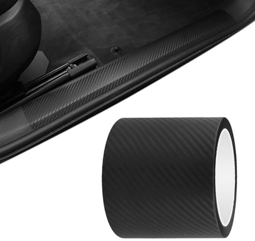 Sivono Auto Folie Schwarz,10cm*3m Carbon Folie, Folie Auto,Lackschutzfolie für Auto, Dekorative Auto Carbonfolie,Kohlefaser Aufkleber,Klebefolie Autotür Kantenschutz Türschwellenaufkleber