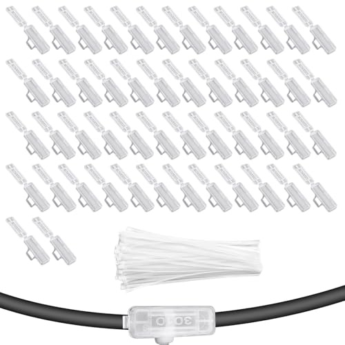 50 Pezzi Etichette per Cavi con 100 Fascette Plastica, Etichettatura Cavi Trasparenti in Plastica, 9 x 30 mm, per la Marcatura e la Classificazione di Vari Cavi