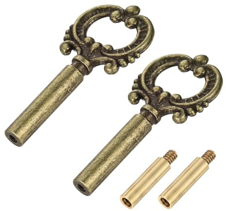 sourcing map 2Pcs Lamp Turn Knob On/Off Lamp Switch Replacement Brass Light Switch Knob Lamp Knob Lamp Switch Extension 51.5mm Length for Lamp Socket, Bronze
