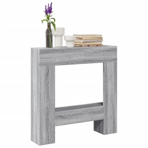 Rantry Arredo Cornice per Camino Grigio Sonoma 81x18x82 cm in Truciolato, Mobilia Cornice Camino, Camino da Pavimento con Cornice e Bruciatore, Accessori Camino, Cornice Legno