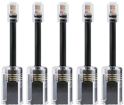 Nettoppo Districatore per Telefonico da 5 Pezzi RJ9 4P4C Telefonico Fisso Nero Anti-Angolo Un 360 Gradi e Rotazione Estesa