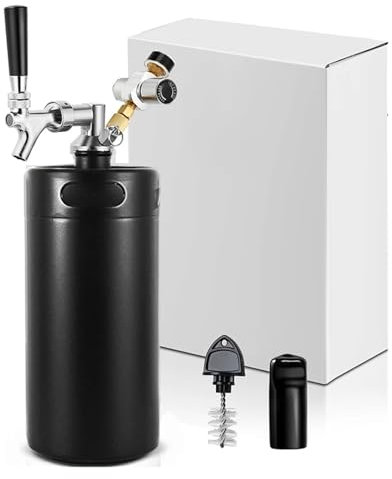 Equipos de elaboración de cerveza Mini dispensador de cerveza de barril con sistema de grifo Growler de 3,6 l (128 oz), barril de cerveza presurizado con regulador de CO2 que mantiene la carbonatación