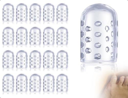 Emezddo Protectores de dedos 20 piezas, transparentes, antifricción, transpirables y suaves de silicona. Ideales para ampollas, callos, caminar, correr, tacones altos y uso diario