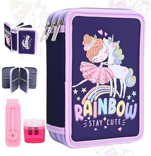 ComPDCVD Trousse Grande Capacité, Trousse Scolaire, Etui à Crayon | Trousse à Crayons zippée, Trousse à Crayons Portable pour Collège étudiants Fille Garçon Adolescent pour Scolaires Bureau 2