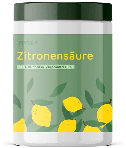 Zivela citronsyrapulver 1 kg – ren citronsyra i livsmedelskvalitet E330 – för konservering och bakning – avkalkningsmedel för vattenkokare, kaffebryggare, tvättmaskin – 100 % ren utan tillsatser
