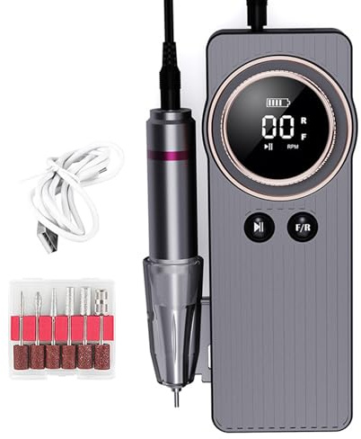 Generic Lucidatore per Unghie Portatile, Rettificatrice per Unghie Ricaricabile, Strumento per la Cura delle con Alta velocità 35000 Giri/min, Ideale per Saloni Professionali e Uso Domestico (SILVER)
