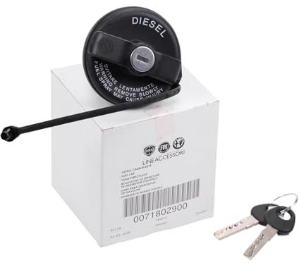 Fiat Original Tankdeckel abschließbar 2 Schlüssel Diesel 71802900 - Schwarz, Metall, für Van, Ducato 244 250