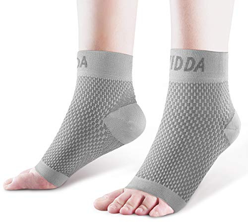 AVIDDA 2 Pack Ankle Support Brace for Men and Women, Compression Sleeve Socks for Plantar Fasciitis, Sprained Ankle, Ligament Damage, Achilles Tendonitis, Sports, Running - Grey S