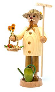 Drechslerei Friedbert Uhlig, Räuchermännchen Nr. 041, Gärtner, 25 cm hoch, aus regionalem Holz gedrechselt, echte Handarbeit aus dem Erzgebirge, Weihnachten, Holzkunst, Echtholz