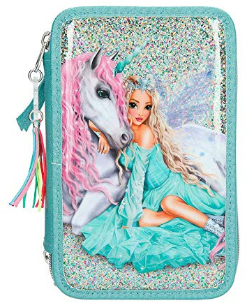 Depesche 11180 TOPModel Fantasy - Gefüllte 3-fach Federtasche im Icefriends Design, Federmappe ca. 7,5 x 13 x 20 cm groß, mit Filz- und Buntstiften, Lineal, Schere, Kleber, uvm.