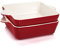AVLA 2 Pack Porcelain Baking Dish, Square 22x22 cm Brownie Dish Lasagna Pan Roasted Meat Bakeware Set for Kitchen, 1.8 L Casserole Dish with Double Handle, Vintage Red