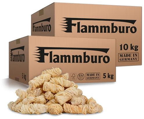 FLAMMBURO (15 kg = circa 1200 pezzi) lana di legna per caminetti, stufe e barbecue - accendifuoco ecologico, accendifuoco per caminetti, accendifuoco per barbecue, accendifuoco in lana di legno