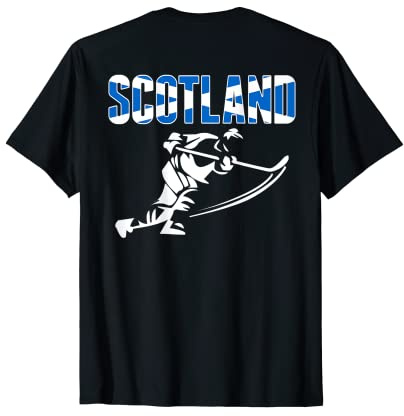 Scotland Ice Hockey Fans Jersey Scottish Flag Hockey Sticks T-Shirt