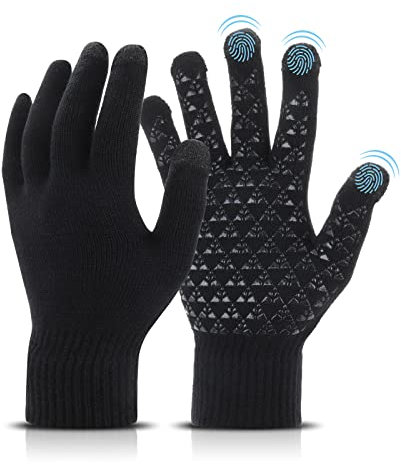 Abeillo Touchscreen Handschuhe Damen Strickhandschuhe Warme Winterhandschuhe Druck Dünne Fleece Liner Thermohandschuhe Sport Warm Fingerhandschuhe für Indoor oder Outdoor-Fahren Pendeln Radfahren