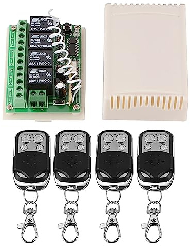DC 12V Wireless Radio Remote Control Switch, 433Mhz RF Relay Receiver Module with 4 Transmitters for Smart Home Remote Switch