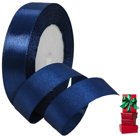 Navy Blue Ribbon 20mm Satin Ribbons for Gift Wrapping,22m Silk Thick Wrapping Ribbon Ballon Ribbons Blue for Crafting,Hair Bows,Bouquets,Party,Cake Decorations,Union Jack British