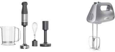 Kenwood Triblade XL HBM60.007GY Frullatore ad Immersione, Mixer, Asta in Acciaio Removibile & HMP30.A0SI Batteur a main 450W 5 vitesses + Turbo - fouet - pétrin - corps plastique silver