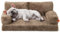 MEWOOFUN Orthopädisches Hundesofa, mittelgroß, wasserdicht, Anti-Angst-Plüschbezug für Welpen, 90 x 65 x 30 cm (Braun, L)