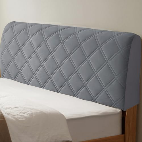 Kamanan Bett Kopfteil Bezug, Stretch Kopfteilbezug Bett Staubdicht Bettkopfteil Hussen All-Inclusive Verdicken Kopfteilbezug überzug für Gepolsterte Schlafzimmer Kopfteil (Grau, 180 cm)