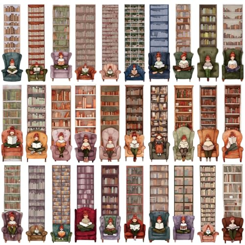 30 Pcs Paper Bookmark Aesthetics Bookmarks for Women The Queen and Her Bookshelf Book Mark Gifts for Book Lovers