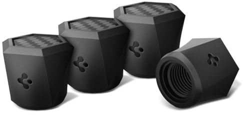 Spigen Tesla Model Y/3/X/S 4 Pieces Bouchon Valve Pneu Voiture, Capuchon de Valve Magnétique Universel, Accessoire Tesla, Compatible avec Tesla Model Y Juniper/3 Highland/X/S, Universel pour Voiture