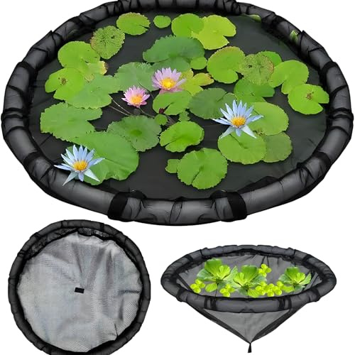 Floating Island Plant Protector, Pond Baskets with Fine Mesh, Round Floating Flora Fish Barrier, Floating Island Planter for Ponds, Enhances Water Features While Protecting Aquatic Flora (60cm)