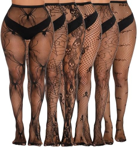 XFSRG nätstrumpbyxor svarta gotiska kläder dam fisknät tights för dam rave outfit festival cosplay