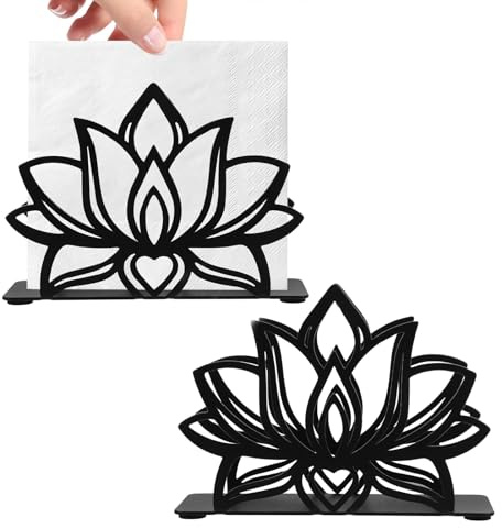 Shibida 2 Stück Serviettenhalter,Serviettenhalter Schwarz,Serviettenhalters Metall,Serviettenspender mit Beschwertem Spannarm,Servietten Halter,Napkin Holder, für Restaurant Hotel Café Küche