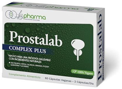 LB PHARMA - Prostalab Complex Plus – Saw Palmetto 318 mg + Ortiga 400 mg + Pygeum + Calabaza + Zinc + Vitamina D | Apoyo Próstata y Función Urinaria Masculina | 60 Cápsulas
