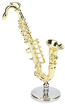 Cryfokt Sassofono in Miniatura Squisito Sassofono Tascabile in Lega Giocattolo per Bambini Mini Decorazione di Strumenti Musicali, Regalo per Casa delle Bambole per Bambini
