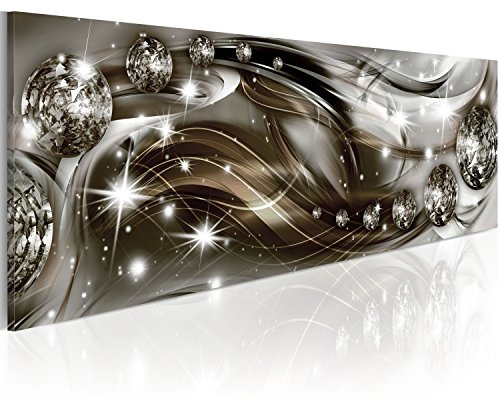murando - Wandbilder XXL Abstrakt 150x50 cm 1 tlg - Wand Deko Vlies Leinwand Bilder Groß Wanddeko Wohnzimmer Schlafzimmer Kunstdrucke Panoramabild - silber Perlen Diamant Welle bokeh