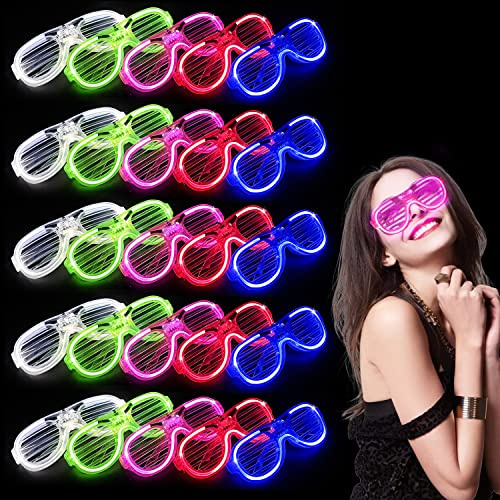 M.best 35 Pack LED Glasses Kids Party Favor, 5 Colors Light Up Glasses Shutter Shades Glow in The Dark Fun Party Supplies for Birthday,Halloween, Raves, Concert