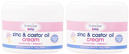 Cotton Tree Zinc And Castor Oil Nappy Rash Cream - Baby Skin Care Cream - Moisturizing And Protective - Pack Of 2 X 200Ml