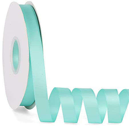 Double Faced Solid Color Aqua Satin Ribbon 5/8 X 50 Yards Continuous, High Density Polyester Ribbon for Gifts Wrapping, Wedding, Party, Crafts, Hair Bows, Flowers, Home DIY Decor