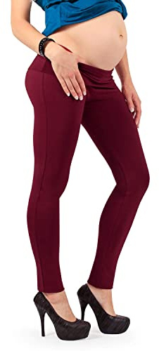 MAMAJEANS Paris - Leggings para maternidad cobertores, suave algodón elástico, excelente ajuste - Made in Italy, burdeos, 44