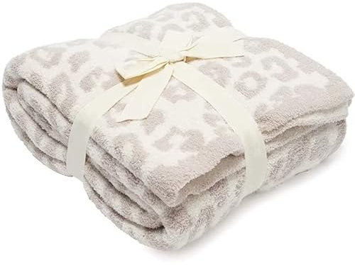 UOOYAA Kuscheldecke Flauschig Plüsch mit Leopardenmuster Plüsch Wolldecke, Gemütlich Tagesdecke Strick Sofadecke Wohndecke TV Decke zum Wohndecke für Bett Schlafzimmer Couch Büro