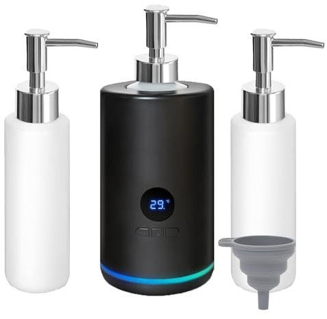 Massage Oil Warmer Bottle, Lotion Warmer Dispenser Heater, Oil Warmer, Professional Electric Lotion Heater for Home, Salon SPA Massage Body Therapy, with Two Oil Bottle Dispenser with Funnel(Black)
