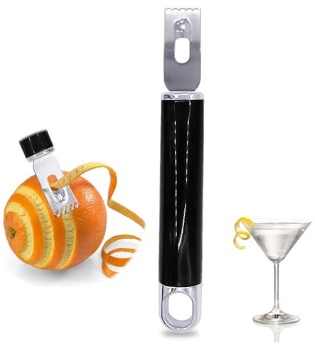 Cuchillo de canal, pelador de limón 2 en 1, rallador de cítricos, 5 baldas, ultra afilado, pelador de cáscara de limón, herramienta de barra de acero inoxidable, accesorio de barra de grado