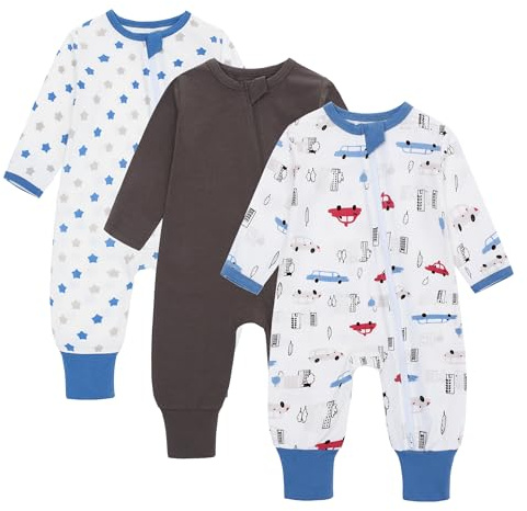 amo nenes 3-pack baby sommar sovsäck 0,5 tog med fötter och ärmar 100 % bomull andningsbar sommarsovsäck för pojkar och flickor, 3–6 månader, blå, blå, 3-6 månader