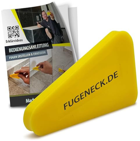 FUGENECK® - Profi Fugenabzieher - einzigartiges Design mit speziellen Überkanten - 3 verschiedene Fugengrößen - Acryl und Silikon Werkzeug aus Deutschland (1 Stück Gelb)