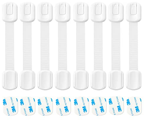 Kindersicherung Schrank & Schubladensicherung Baby (8 Stk.) - verstellbar, extra starker Halt und einfache Anwendung - Schranksicherung baby bietet maximale Sicherheit