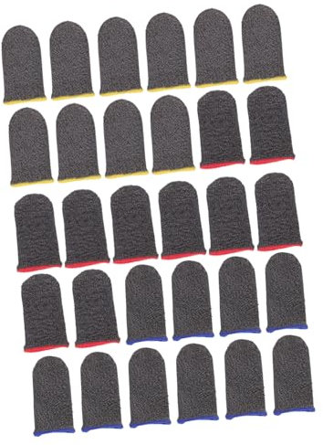 jojofuny 30 Pièces Finger Sleeve Doigt Manche Housse de Doigts pour Joueurs poignées Jeu Poignet Accessoires Manchon de Doigt Anti-Transpiration Manchon de Pouce Fibre d'argent
