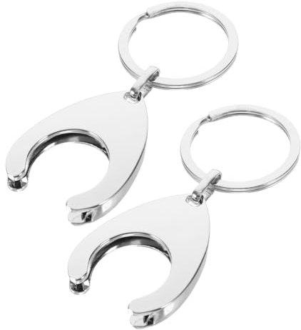 Veemoon 2 Piezas Llavero De Metal Forma De Carrito De Supermercado Chip Colgante Llavero Portátil para Carrito De Compras