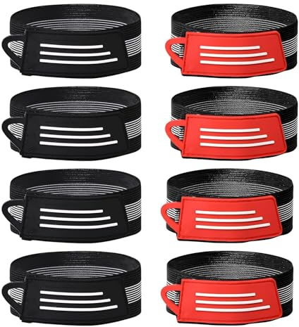 Clip Riflettenti per Pantaloni da Bicicletta 8 Pezzi | Fasce Elastiche Regolabili Rosso e Nero | Bande Alta Visibilità per Corsa Notturna Running Ciclismo Outdoor | Accessori Sicurezza Sportiva
